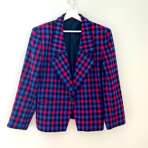 Vintage Jackets & Blazers - Vintage Wool Houndstooth Blazer